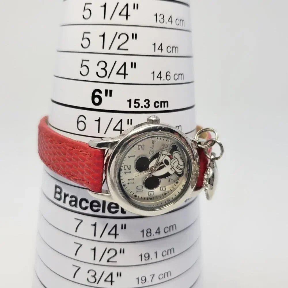 Disney Mickey Mouse Charm Watch Red Band Cute